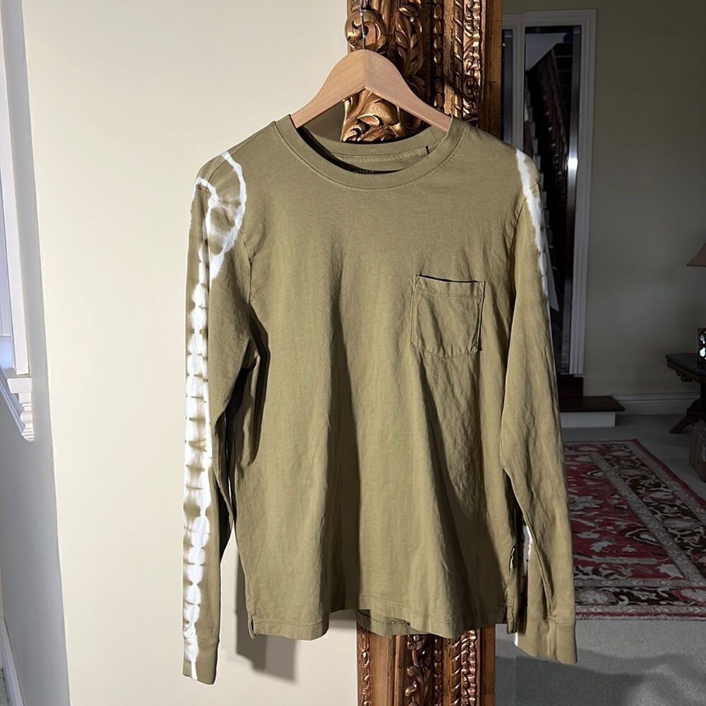 Long Sleeve cotton TShirt Tie Dye Women's Size Small Olive Green 100% Cotton Tee